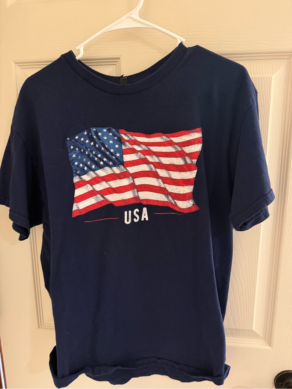 Gildan Navy T‑Shirt with Red, White & Blue American Flag Graphic